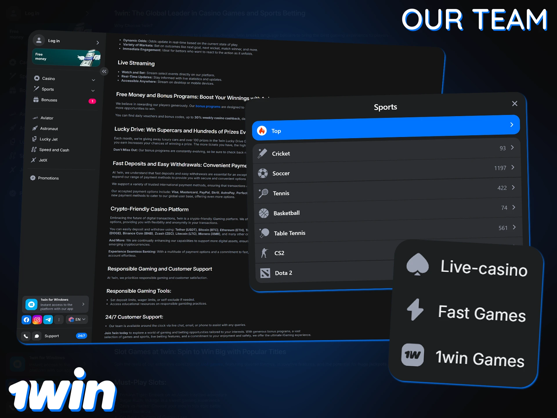 1Win provide the best online betting & casino experience.