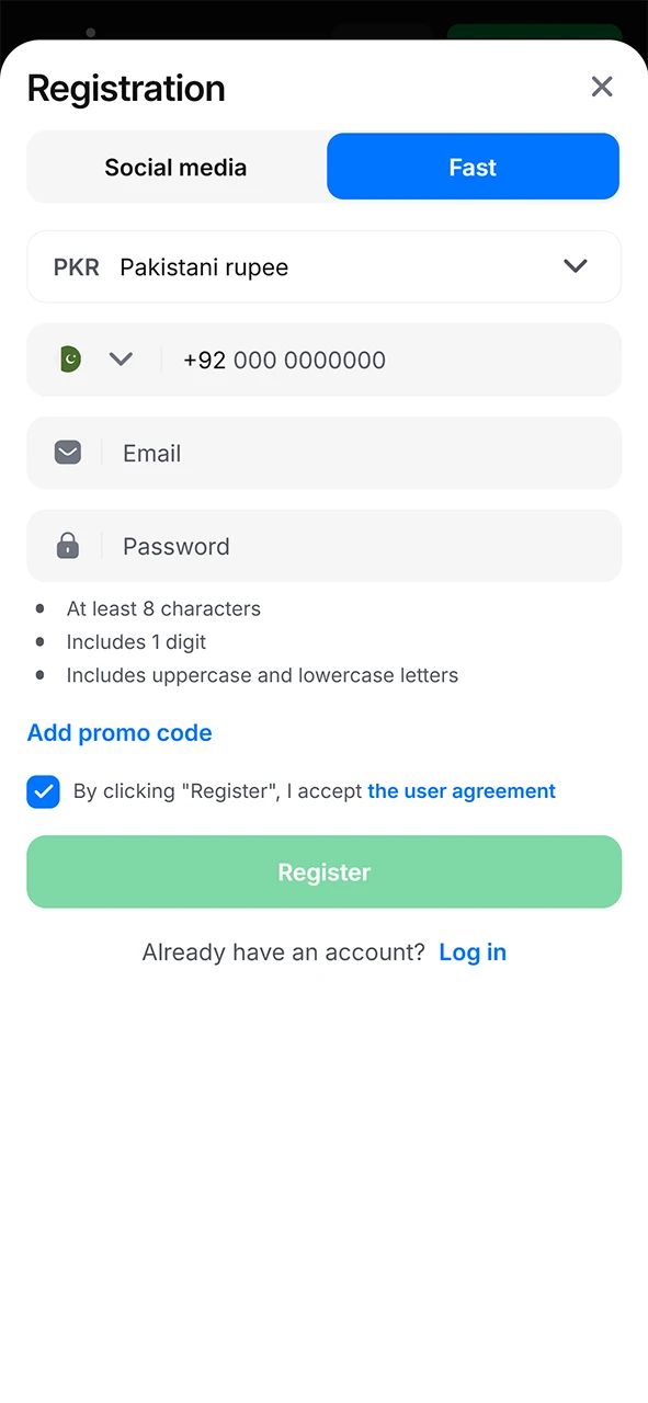 Create a 1Win account.