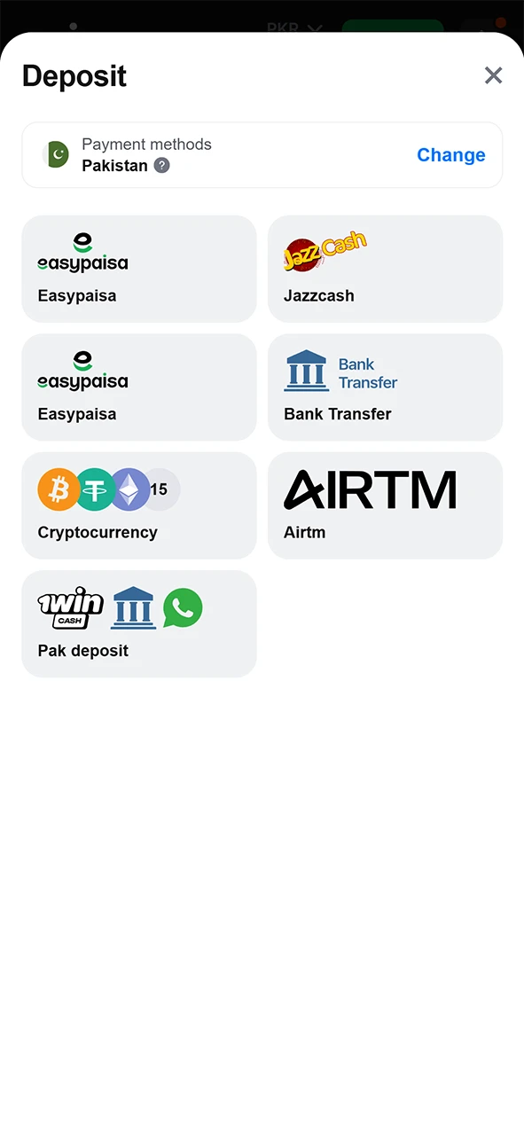 Top up your 1Win wallet.