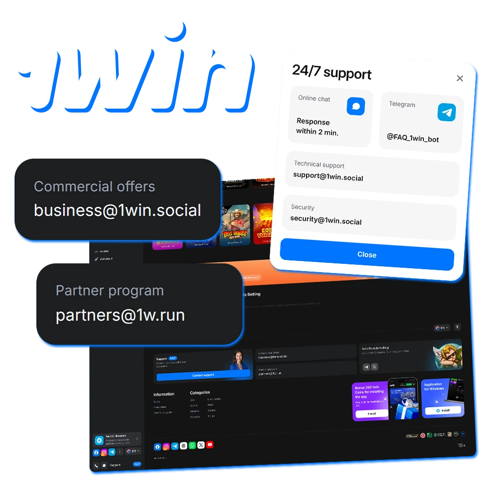 Find out how to get in touch with 1Win.