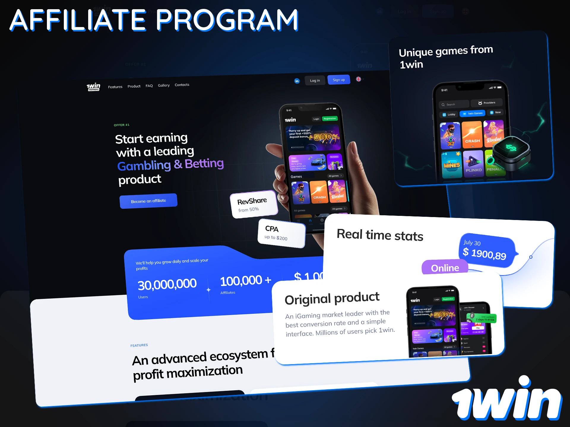 Earn up by attracting new players to the 1Win affiliate program.