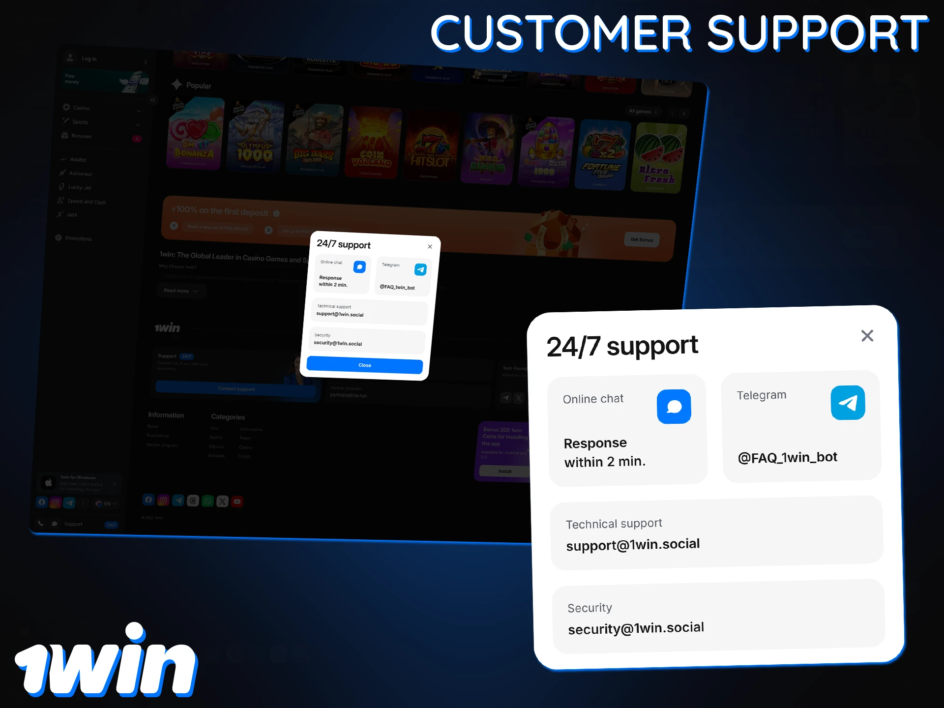 1Win customer support provides quick help via online chat and email.