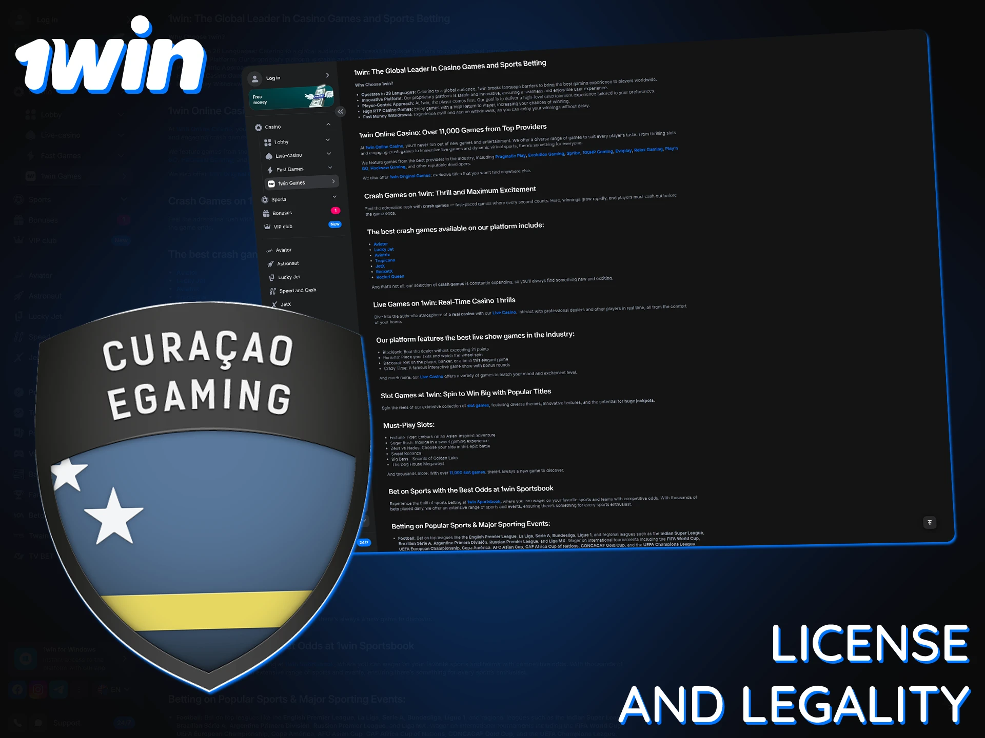 1Win is a legal and secure platform operating in Pakistan under a licence from Curacao.