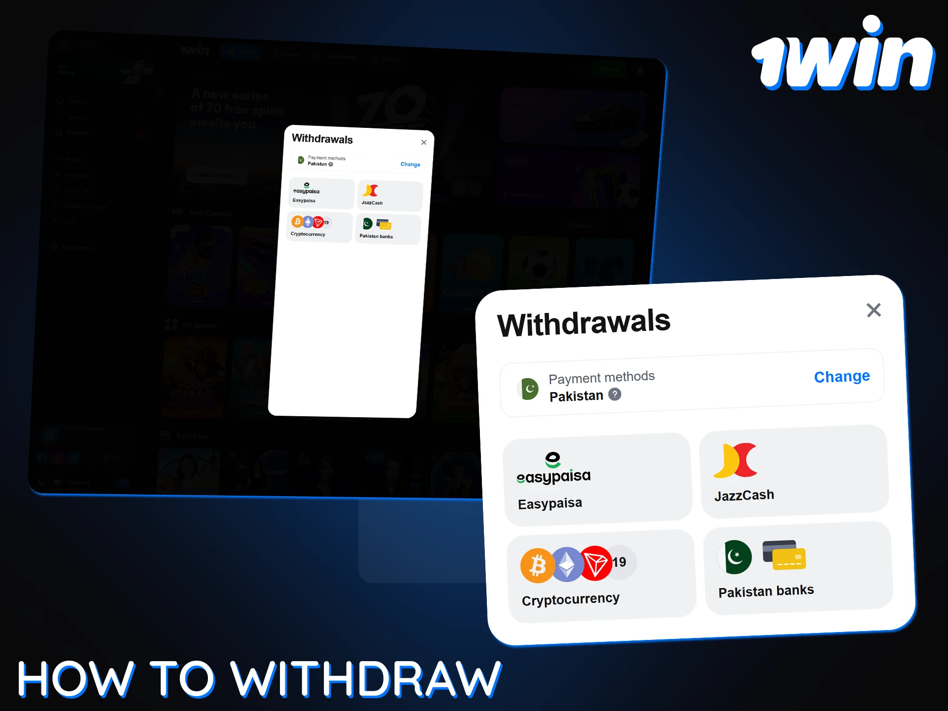 Easily withdraw your winnings from 1Win using various payment methods.