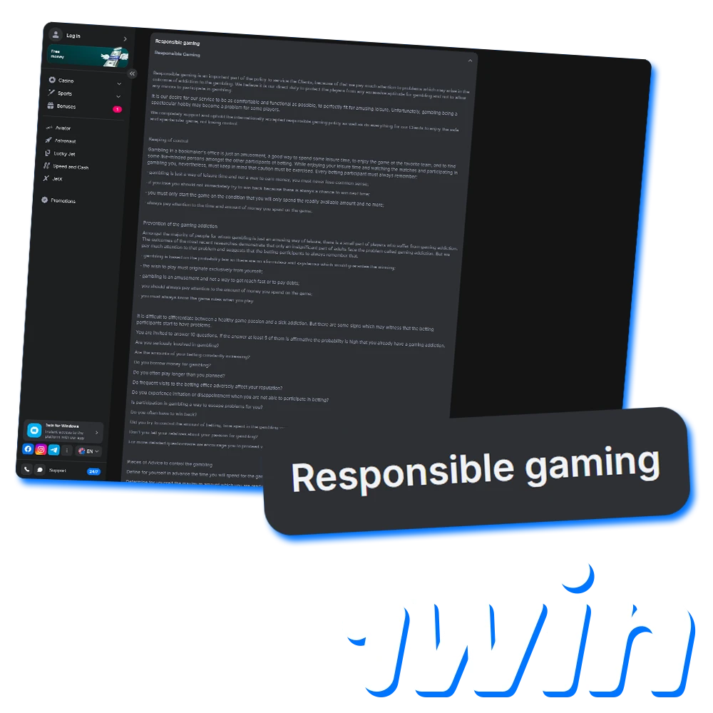 1Win is dedicated to promoting safe and responsible gambling.