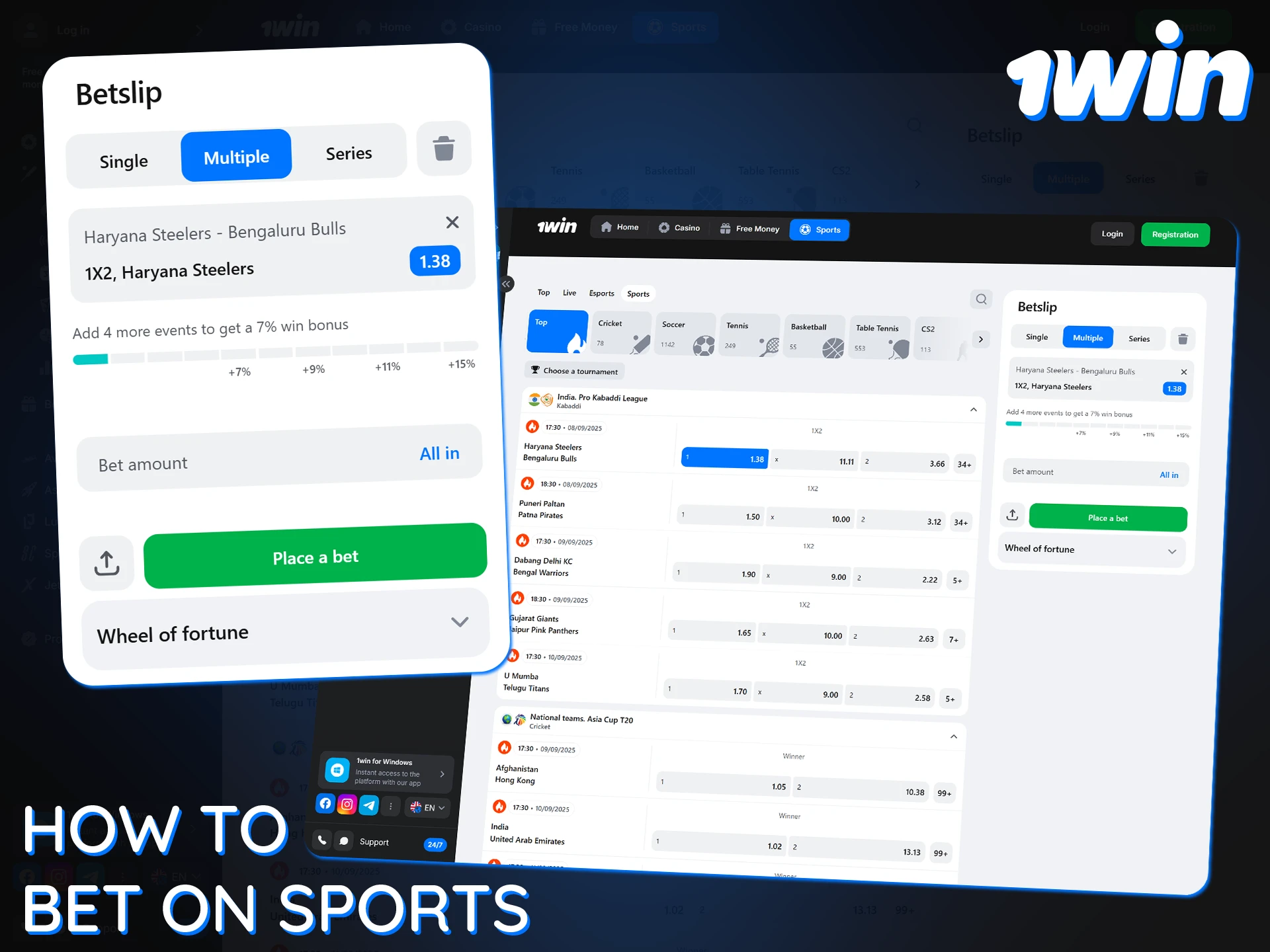 Learn how to start betting on sports on the 1Win platform.