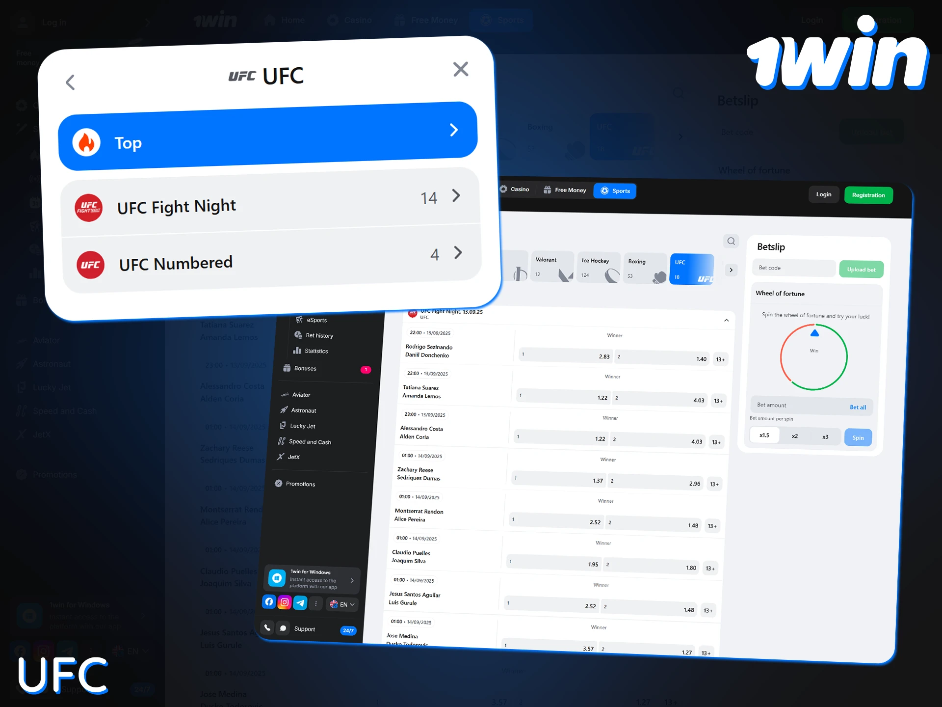 Place your bets on a variety of MMA events at 1Win.