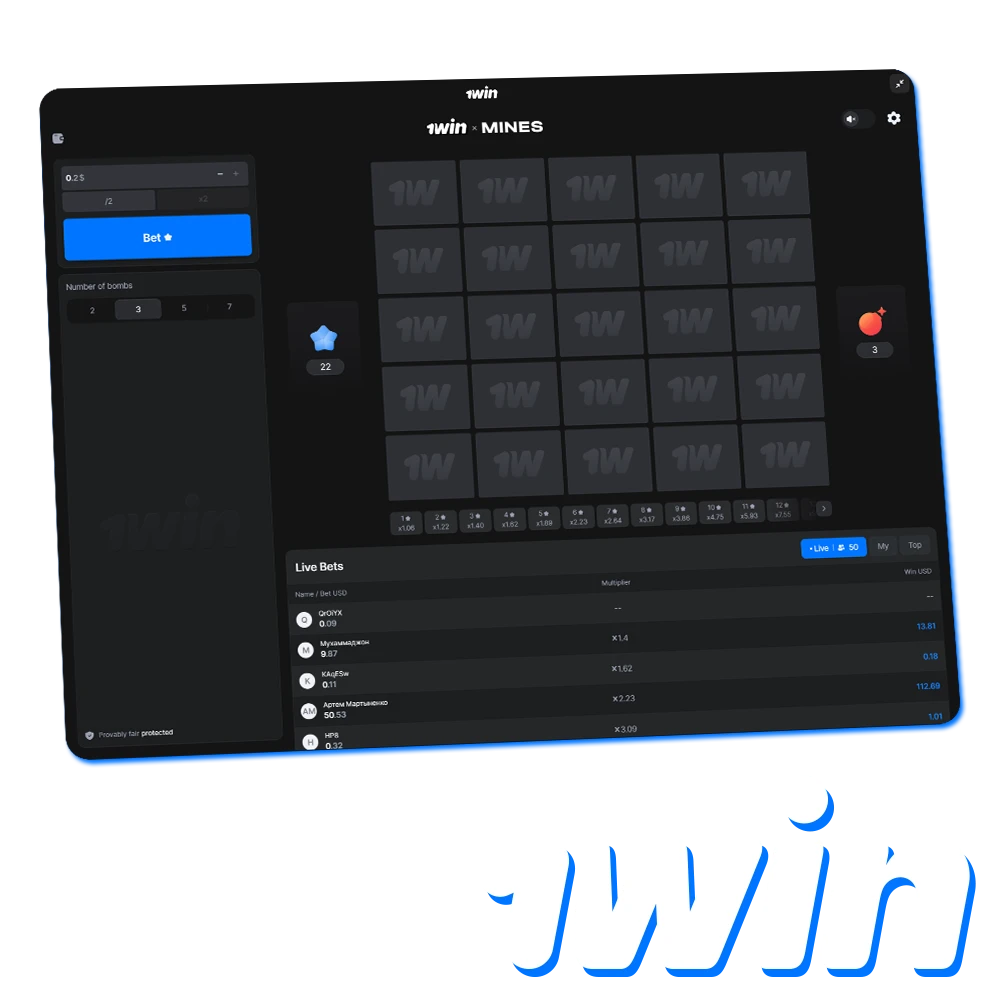 Avoid bombs in 1win Mines to maximize your chance of a big win.