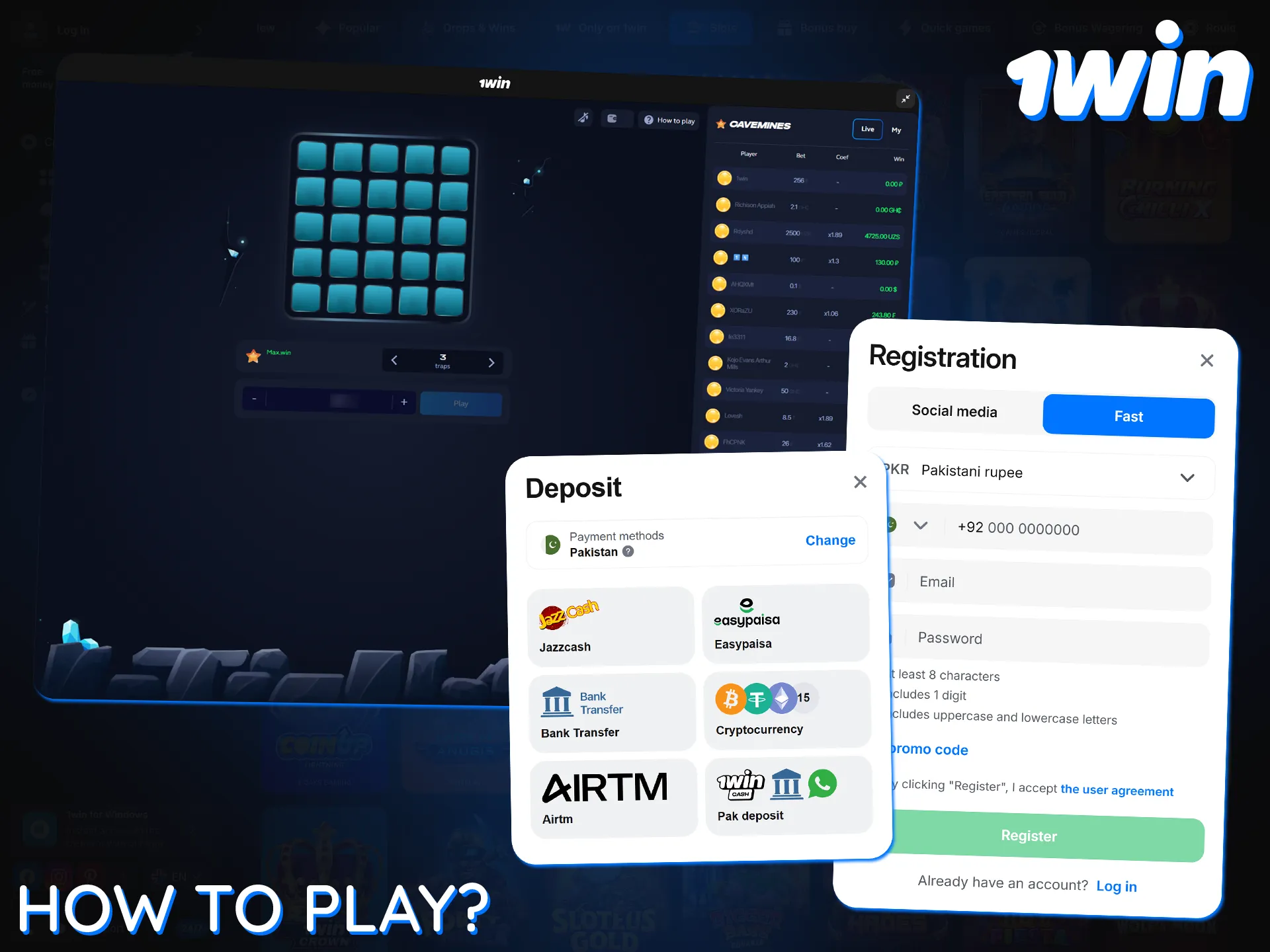 Create and top up your 1win account and start playing Mines.