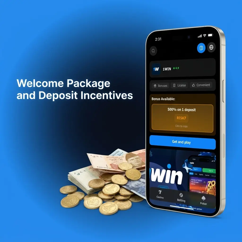 1win Aviator 500% casino welcome package up to PKR 176,060 for new player deposits.